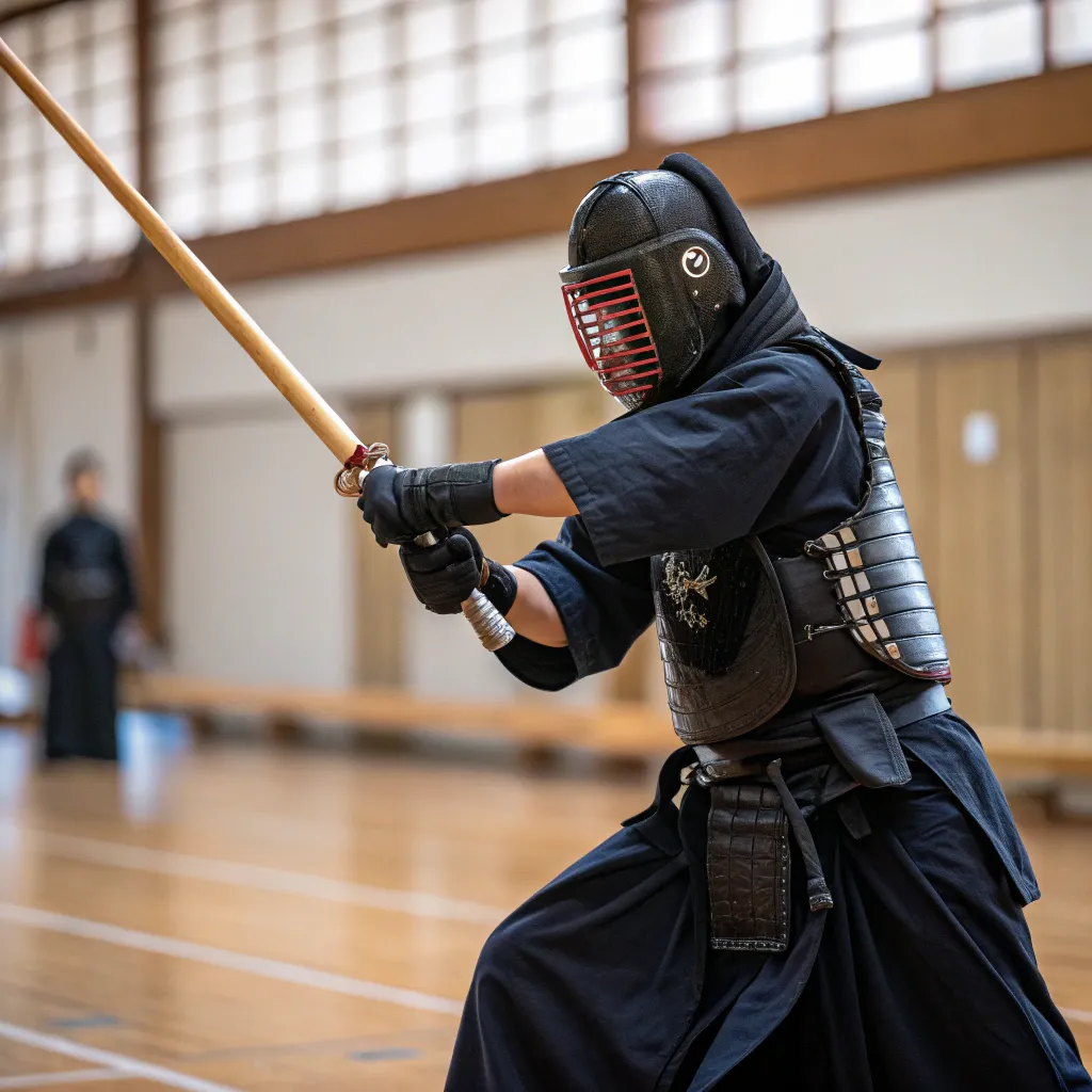 Kendo warrior practicing